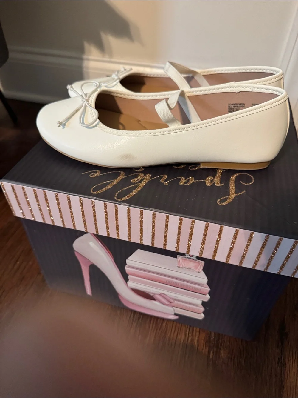 wonder nation Cream Bow Mary Jane Flats